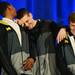 Michigan freshman Mitch McGary leans on freshman Glenn Robinson III and freshman Spike Albrecht as he cracks up while on stage during the Michigan Alumni Association pep rally at the Renaissance Atlanta Waverly Hotel in Atlanta on Friday, April 5, 2015. Melanie Maxwell I AnnArbor.com